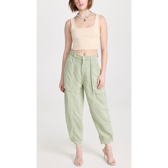 Mother MOTHER The Patch Pocket Chute Flood Jeans Size 26 Green - Picture 1 of 14